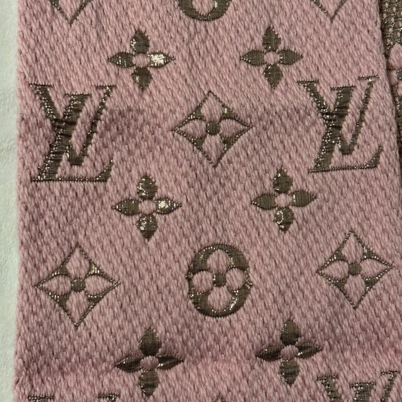 LOUIS VUITTON Wool Silk Logomania Shine Scarf pink - Picture 3 of 4